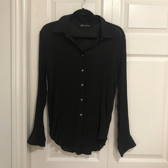 Zara Black Button Down Shirt - Picture 1 of 3